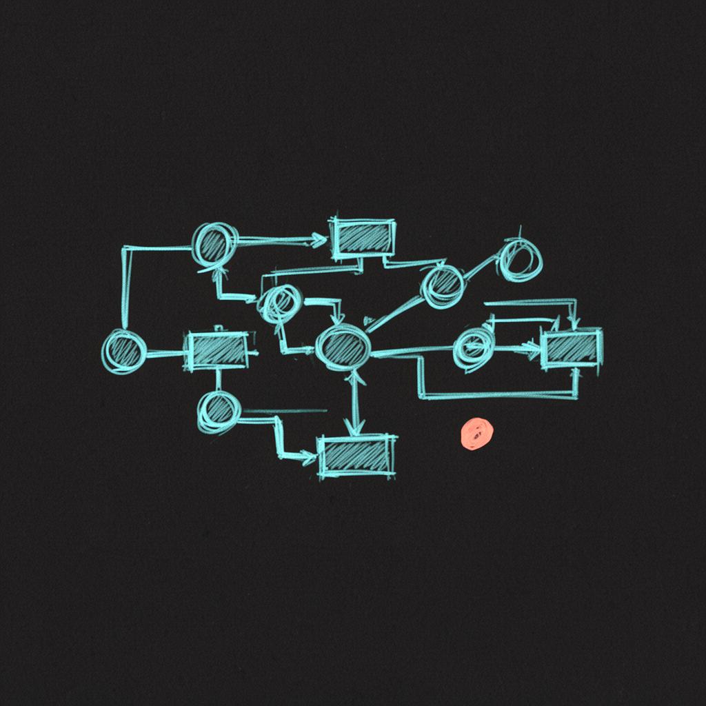 Hand-drawn sketch of an automated workflow connecting tools and AI